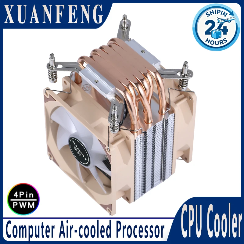 Silent CPU Fan 90mm PC Processor Cooler 2/4/6 Heat Pipe 3pin/4pin Universal Install LGA2011-3 2066 X79 X99 115x 1200 1700 I5 I7