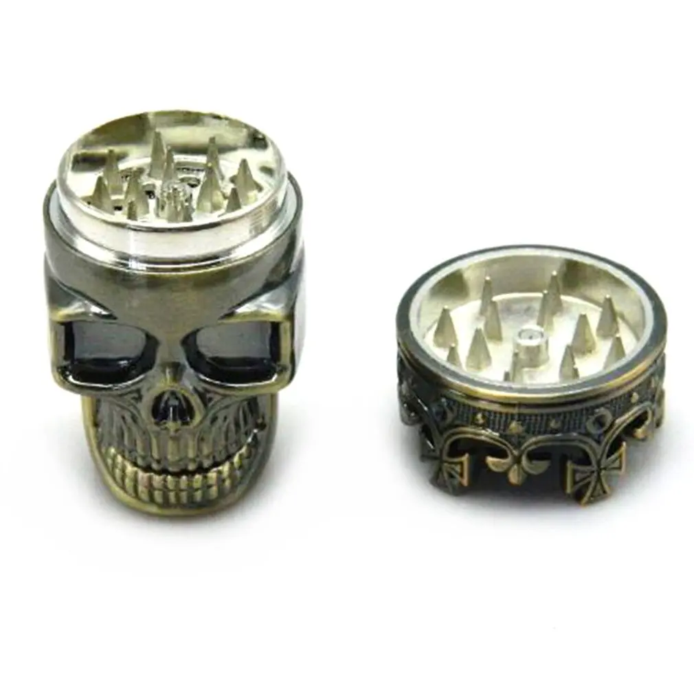 2024 New 3 Layers Men Skull Head Shape Grinder Portable Herb Tobacco Herb Spice Crusher Hookah Smoking Accessories