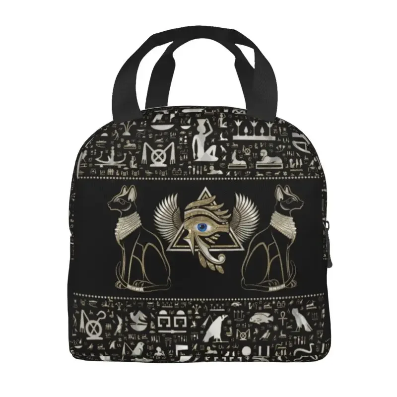 Egyptian Cats Insulated Lunch Bag for Women Waterproof Ancient Egypt Eye of Horus Thermal Cooler Bento Box Office Work School