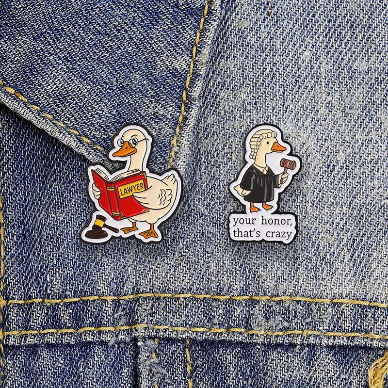 Your Honor That's Crazy Enamel Badges Lawyer Judge Duck  Funny Legal Meme Metal Brooches Lapel Pin Set Gift For Friends