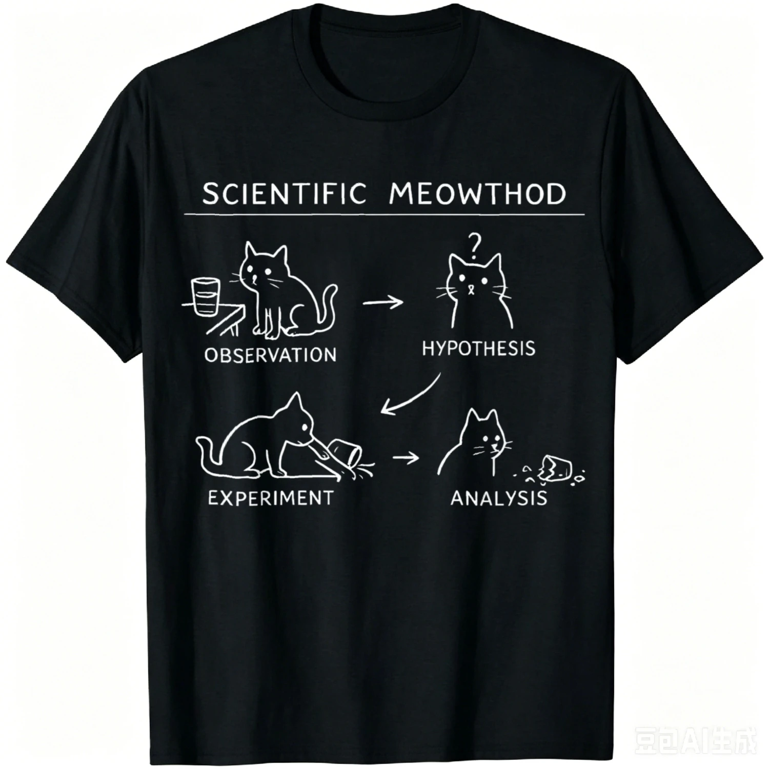 Scientific Meowthod Cat Geek Science STEM Teacher T-Shirt Cotton Summer Casual T Shirt Vintage Clothes Tops Camiseta
