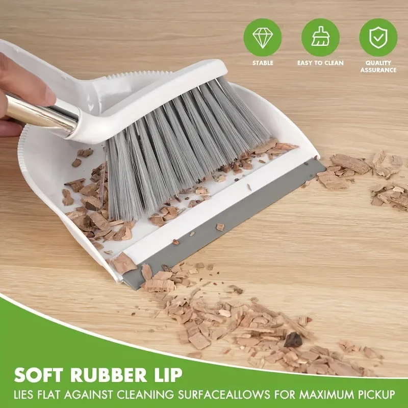 Desktop Mini Broom Dustpan Set with Handle Thick Brush Sweep for Home Hair Keyboard Pet Hair Cleaning Tool Labor Saving
