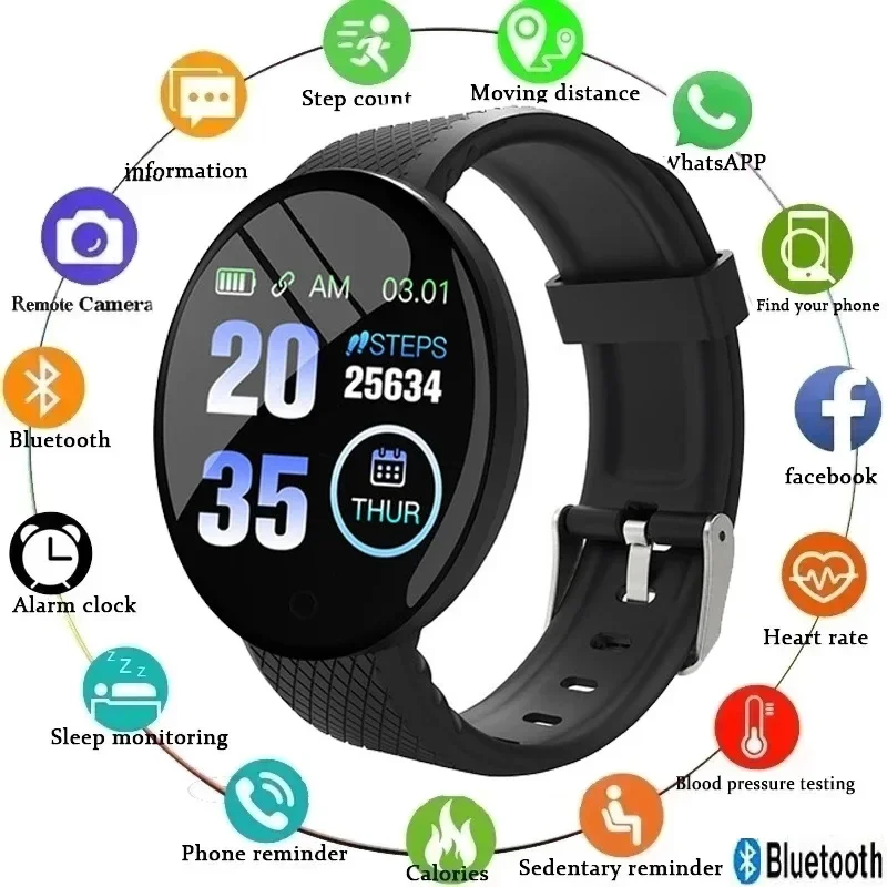 Reloj Inteligente d18 para hombre y mujer, pulsera resistente al agua con pantalla táctil y Bluetooth