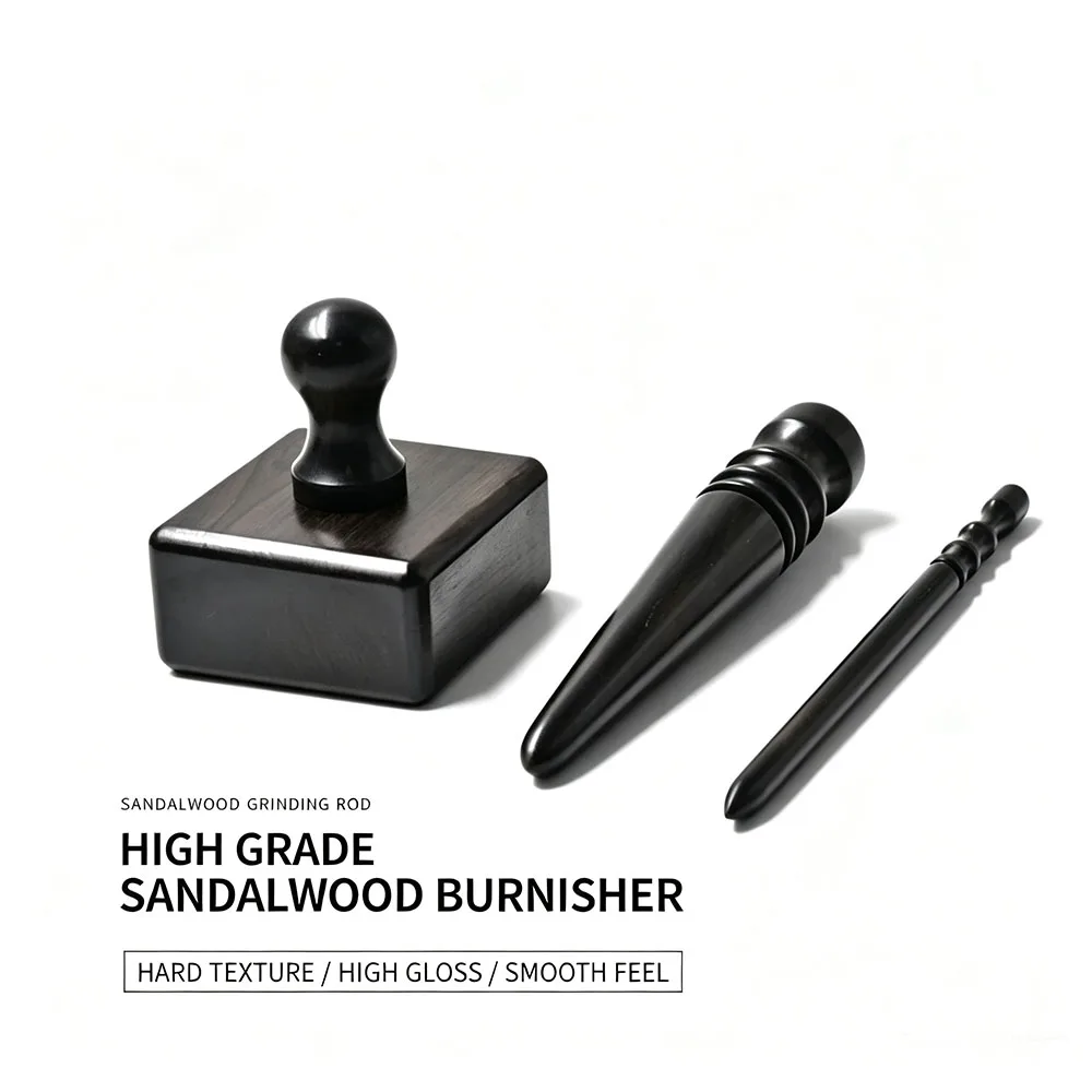 Polished Red Sandalwood Round Sanding Stick, Wide Groove Edge‑trimming, Leather Edge Pulling & Edge‑sealing Sanding Rod, DIY Han