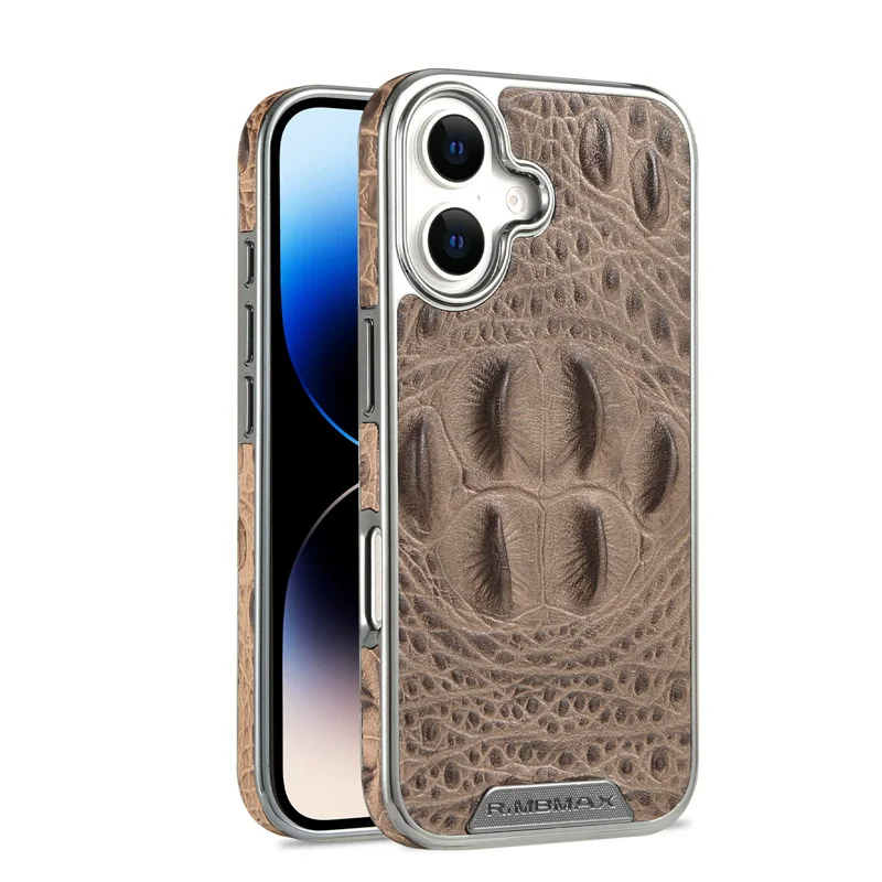 Genuine Leather Cover Phone Case for Apple iPhone 12 13 14 15 16 Pro Max Plus Business Crocodile Claw Fundal Back Shell Capa