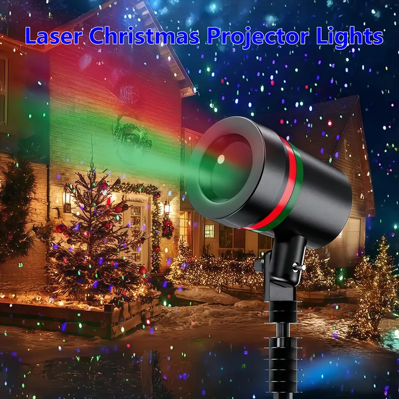 

Laser Christmas Projector Lights Outdoor 2 Colors Red Green Holiday Starry Sky Landscape Spotlight Decorations for Garden/Party