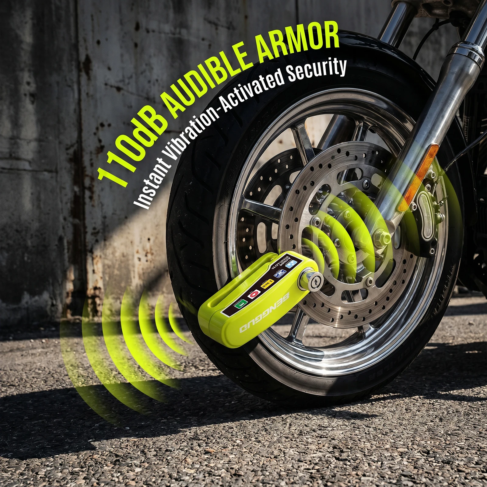 Motorcycle Disc Block Alarm Lock with 2 Key Bicycle Disc Brake Anti-theft Security Alarm Protection Padlock for Scooter Bicycle - view 3