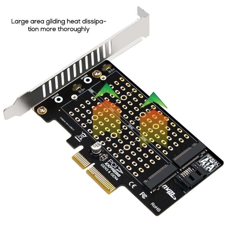 Adattatore PCIE a M.2 Adattatore M.2 SSD PCIE Convertitore NVME PCIE SSD Supporto scheda a PCI-E M-Key+B-Key