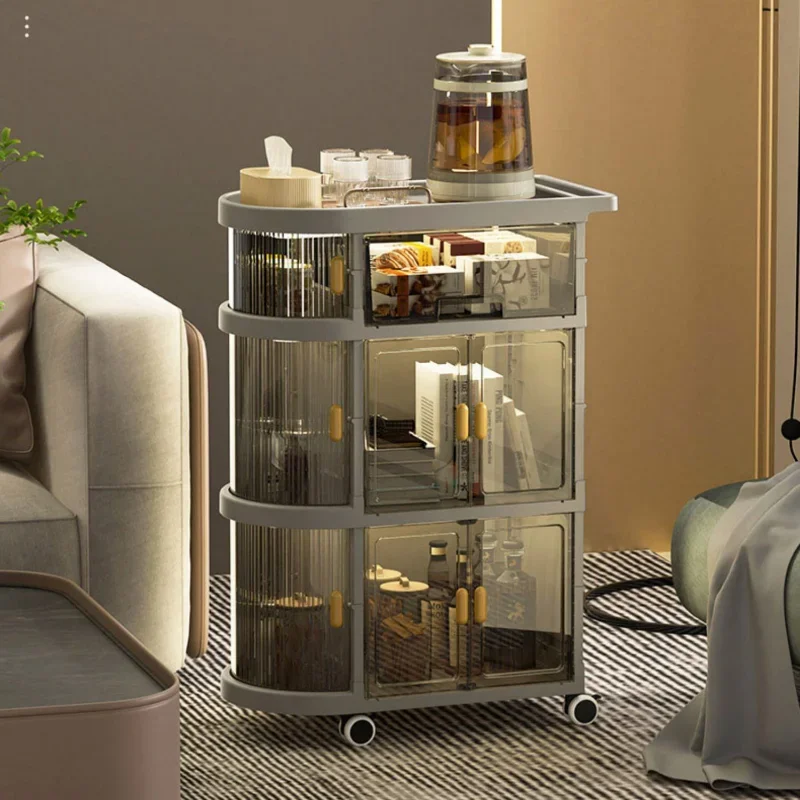 Snack Storage Rack Small Cart Home Sofa Side Tea Table Living Room Mobile Shelf Organizer Versatile Storage Cart