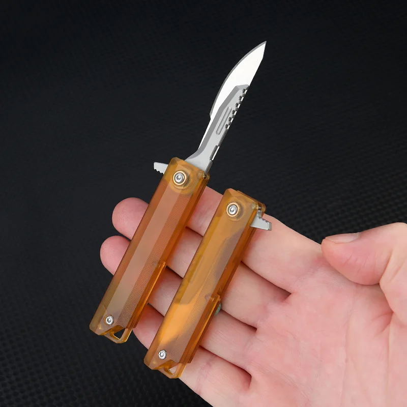 PEI Handle Mini Craft Knife Amber Sharp Paper Cutter Replaceable Blade Portable Keychain Knife