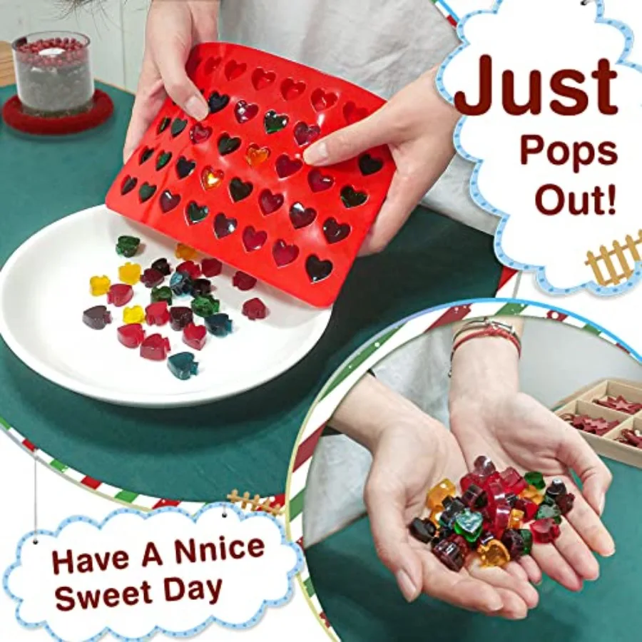 قوالب صمغ سيليكون 160-تجويف 4 عبوات - قوالب حلوى سيليكون غير لاصقة مع قطارة للحلوى والعلاجات