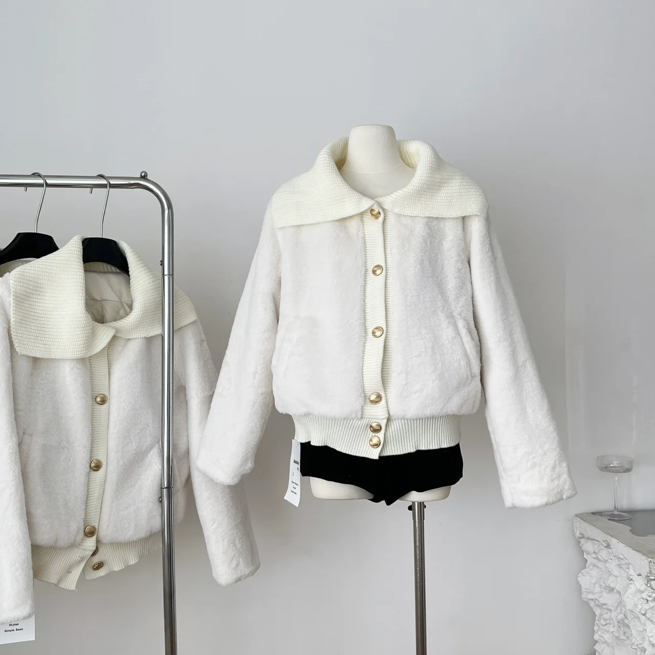 

Women's Autumn Winter Faux Mink Hair Long Sleeve Turn Down Collar Loose Jacket Lady Elegant Single Breasted Faux Fur Outwear