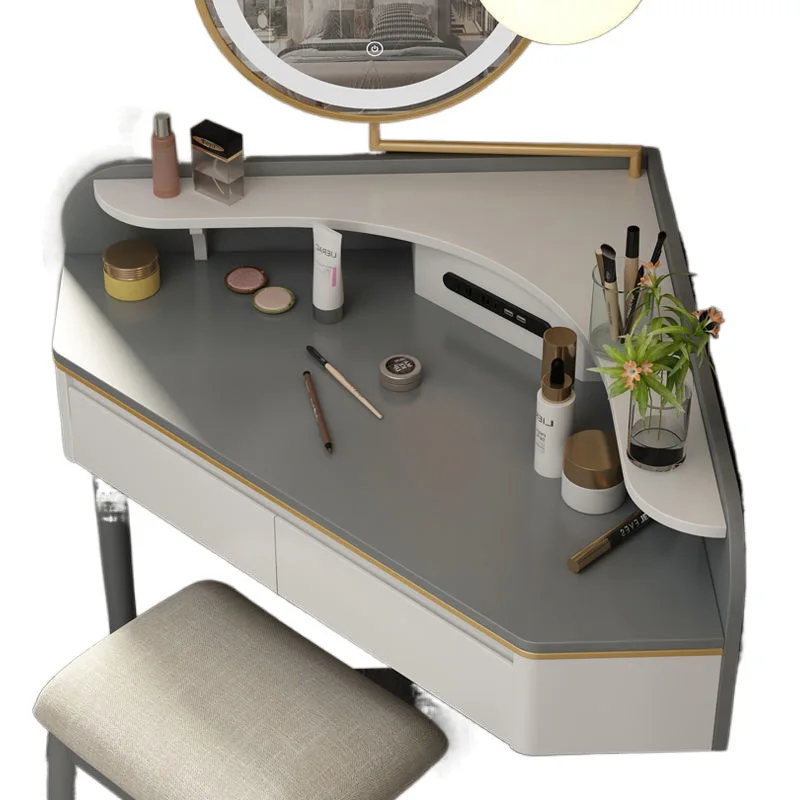 

Dresser corner bedroom small apartment makeup table Internet celebrity mini light luxury triangle corner dressing table with lam