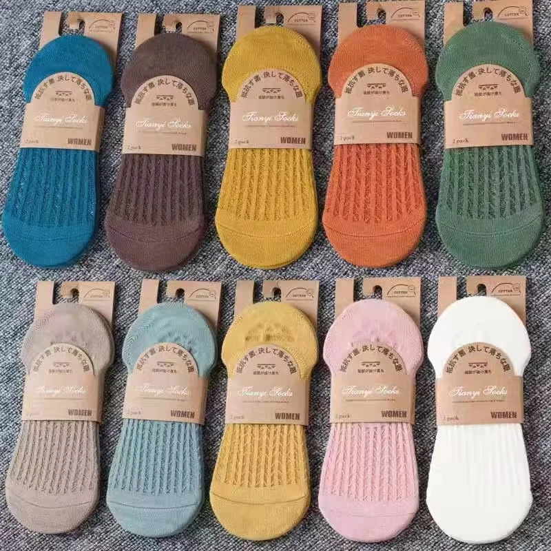

5pair /Lot Women's Silicone Non-slip Invisible Socks Lady Summer Solid Color Ankle Boat Socks Female Soft Cotton Sock Breathable