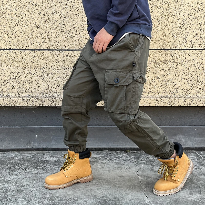 Korean Streetwear Tactical Cargo Pants Japanese Harajuku Casual Plus Size Harem Joggers Men Clothing Multi-Pocket Trousers Male