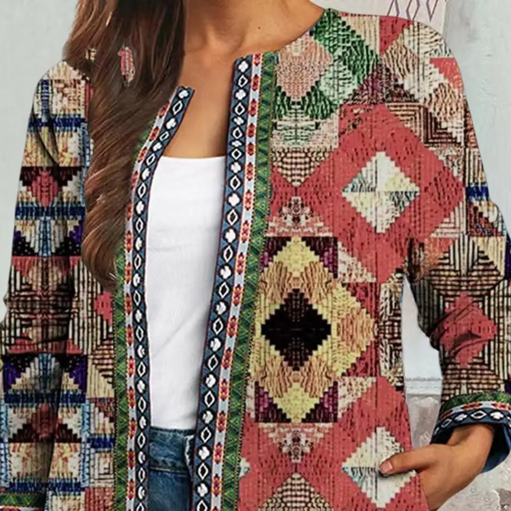 Overcoat for Women Butterfly Print Retro Loose Ethnic Colorful Vintage Cardigan Coat Spring Autumn Jacket