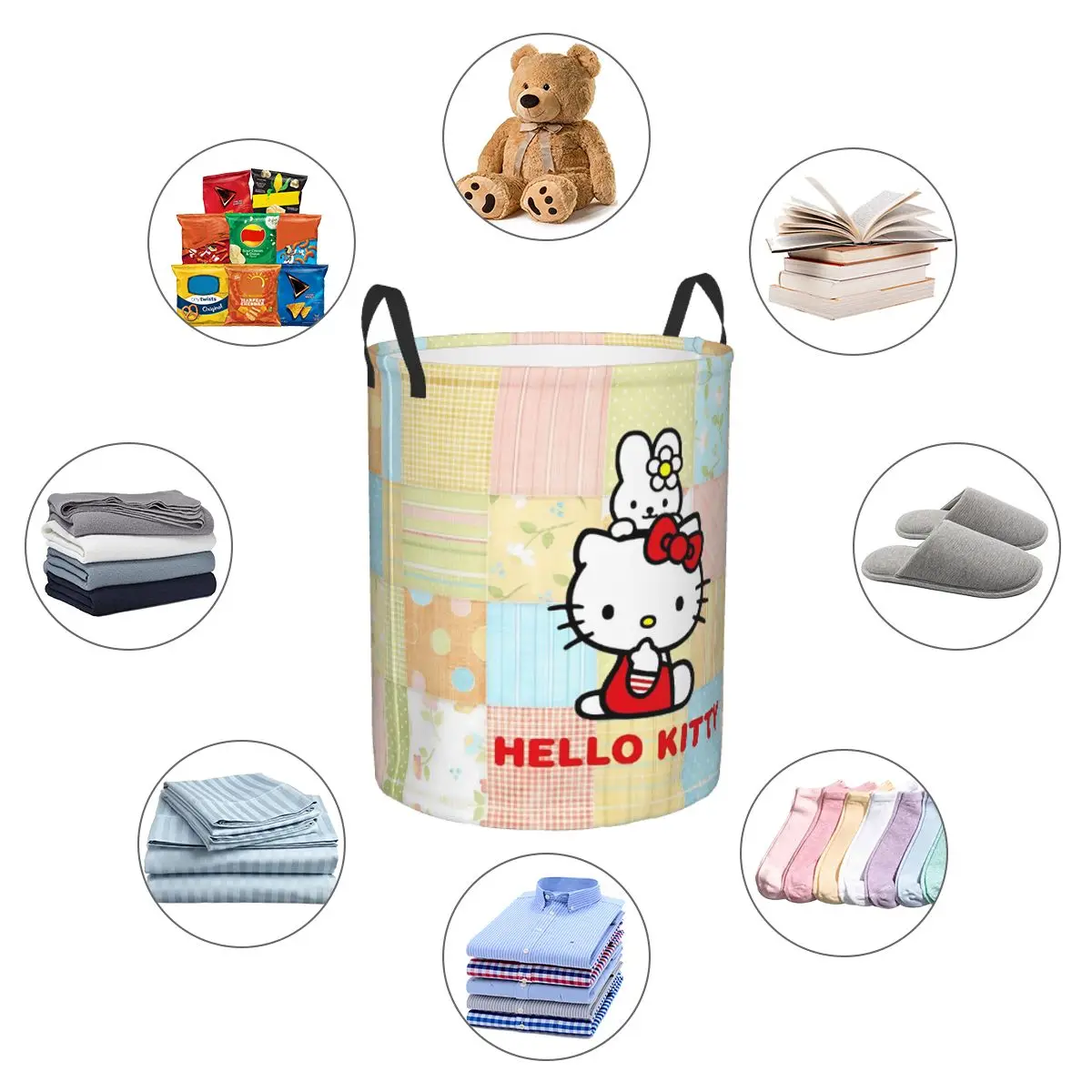 Hello Kitty Cats Cat Rabbit Cartoon Laundry Hamper Baskets PlayRoom Storage Basket for Kids