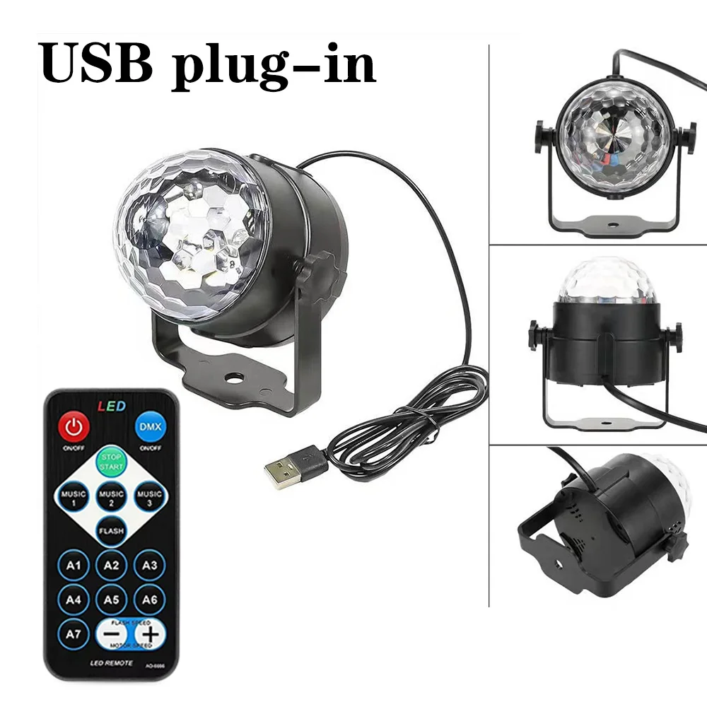 Disco Ball Light Party ไฟ USB เสียงเปิดใช้งาน DJ Dance Stage Light สีสัน RGB Strobe โคมไฟสําหรับคาราโอเกะงานแต่งงาน Bar Decor