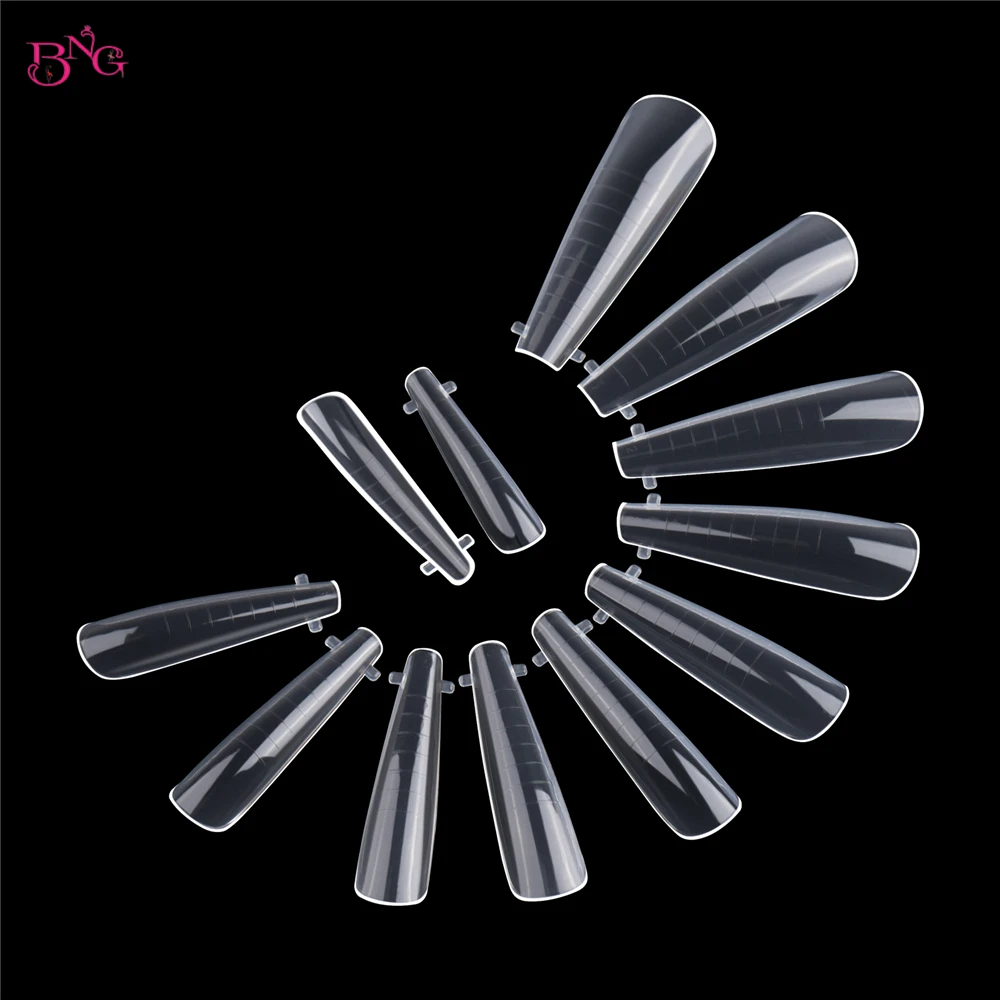 BNG 60/120PCS Russian Almond Coffin Nail Extension Forms Acrylic Nails Molds Dual Form For Building UV Gel Upper Forms Top Molds