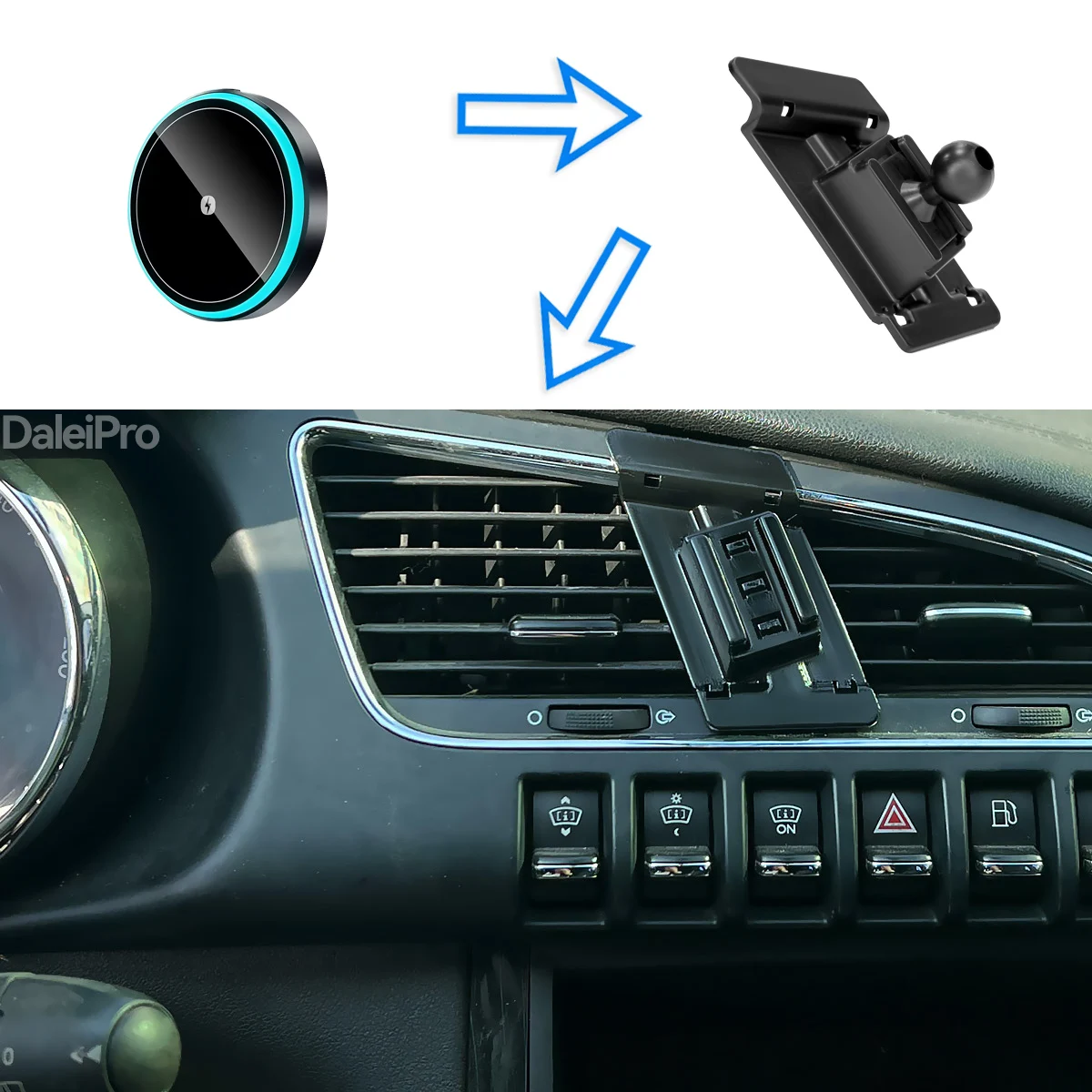 For Peugeot 3008 2009 2010 2011-2015 Car Phone Holder Wireless Charger Holder Phone Auto-Clamping Strong Magnetic Holder Base