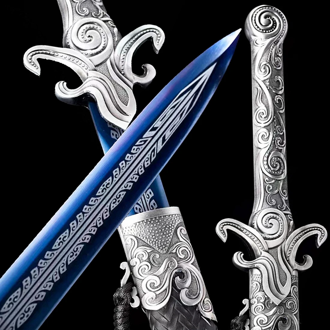 Blue Blade 1095 High Carbon Steel Handmade Home Decor Chinese KungFu Cosplay Sword Metal Handle Han Tang WuShu/TaiChi Jian