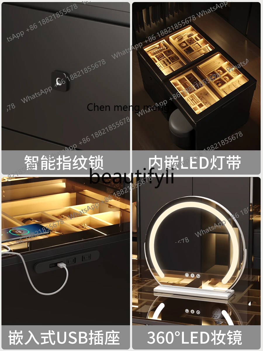 X Cloakroom Island Dressing Table Integrated Double-Sided Chest of Drawers Black Small Apartment Multi-Functional Storage Cabine