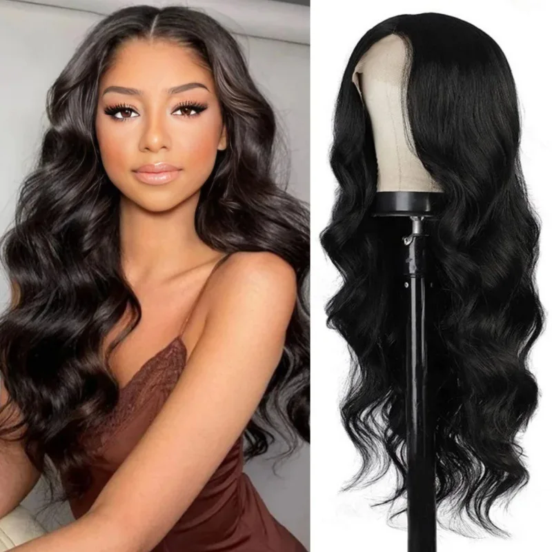 Bestselling New Wig Female Middle Part Long Hair Big Wave Synthetic High Temperature Silk Mechanism Whole Head Cover