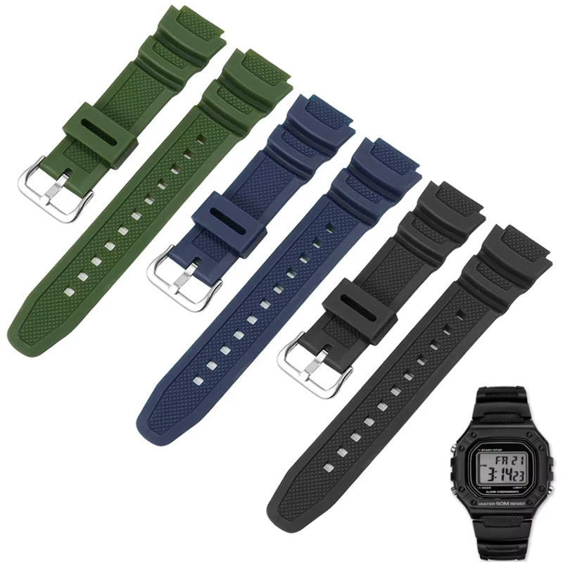 Резиновый ремешок для часов Casio W-S200H/735H/215 SGW-400H/500H AEQ-110W, силиконовый, водонепроницаемый, защищающий от пота, 18 мм, мужской спортивный ремешок для часов