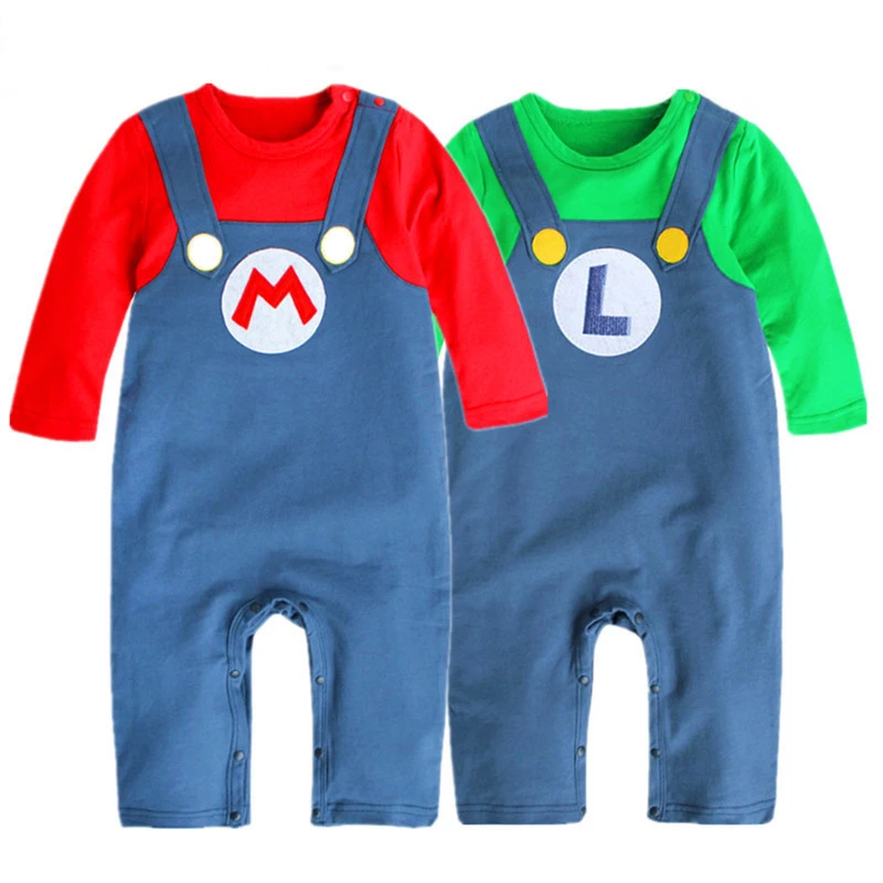 

Marios Newborn Clothes with Hat Set Luigi Long Sleeved Suit Baby Rompers Toddlers Costume Onesie Pyjamsas Birthday Gift