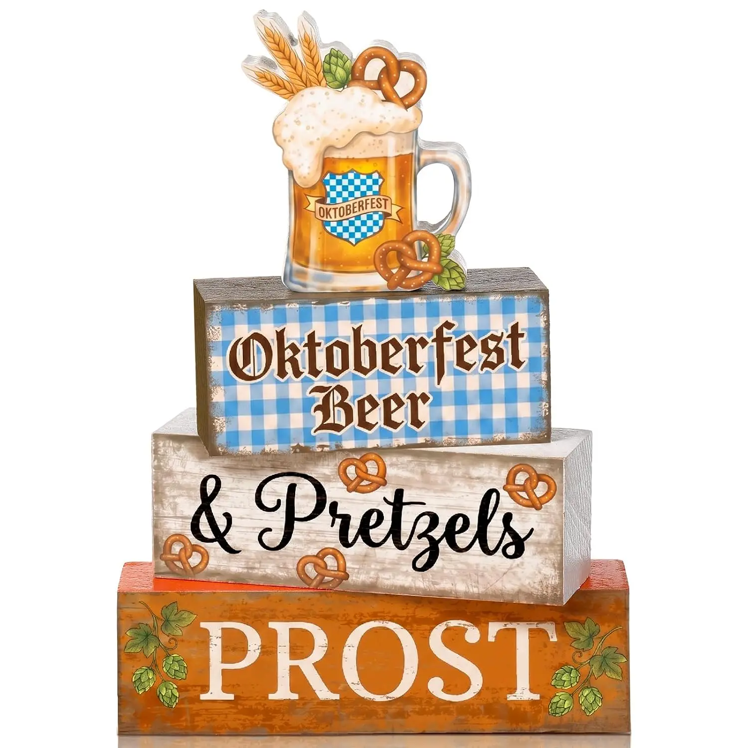 Oktoberfest Wooden Beer Sign 4 Pcs Table Decorations Bar Party Supplies 55cm