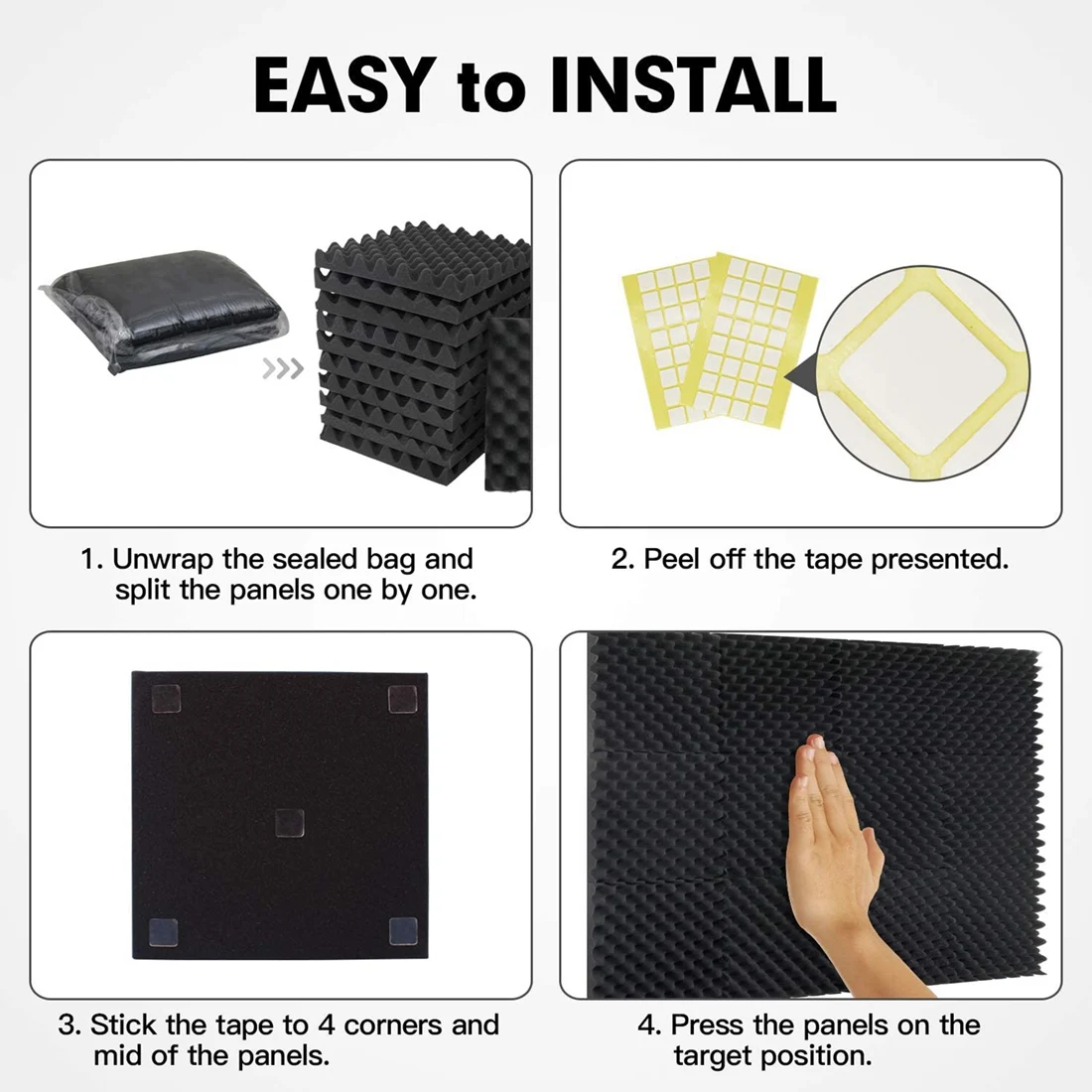

A74K-24 Pack Acoustic Foam Panels Fireproof Soundproofing Treatment Wall Panel,Noise Cancelling Foam For Recording,Studio,Etc