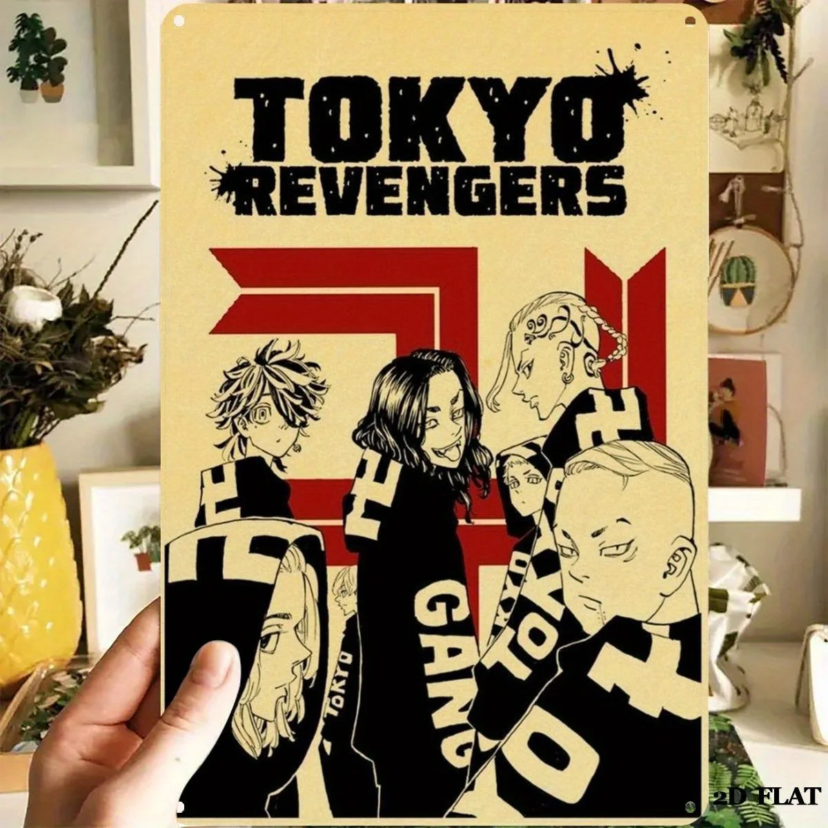 Tokyo Revengers Anime Metal Tin Sign Wall Art - Vibrant Anime Artwork, Durable Metal Tin with Pre-Drilled Holes, Rustic Weathe