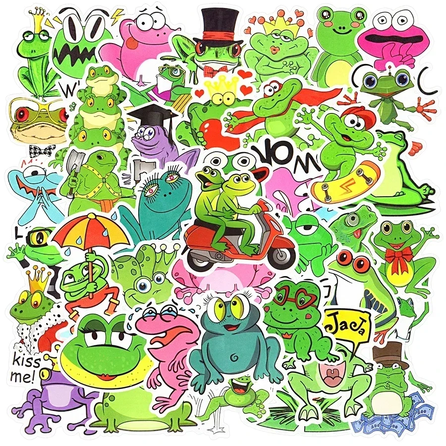 

50PCS Frog Stickers Cute Cartoon Frog Stickers for Adults Water Bottle Animal Stickers Waterproof Viny for Laptop Skateboard