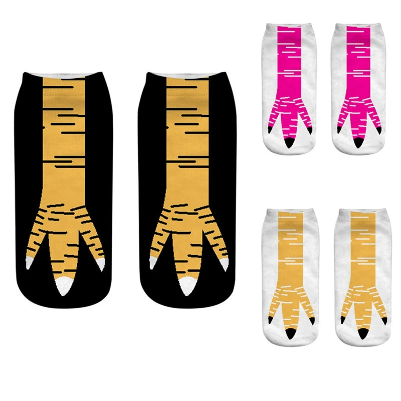 

Fashion Chicken Paws Feet Socks Women Funny Creative Socks 3D Print Chicken Leg Claw Socks Ladies Low Cut Ankle Socks