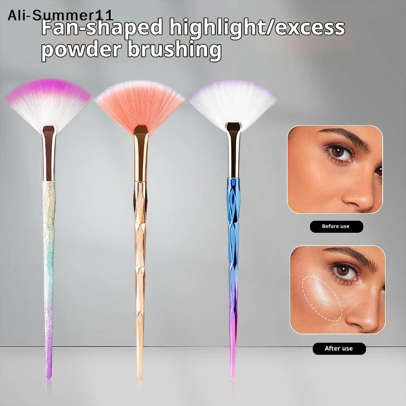 【A6L】Large Flat Highlight Blush Fan-Shaped Makeup Brush Powder Loose Powder Face Brush Korean Soft Cosy Even Color Tools Women