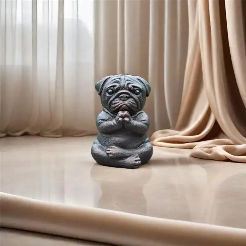 A84X-Meditation Dog Statue, Yoga French Bulldog Statue, Realistic Resin Pug Sculpture Home Decor, Gift For Pug Lovers