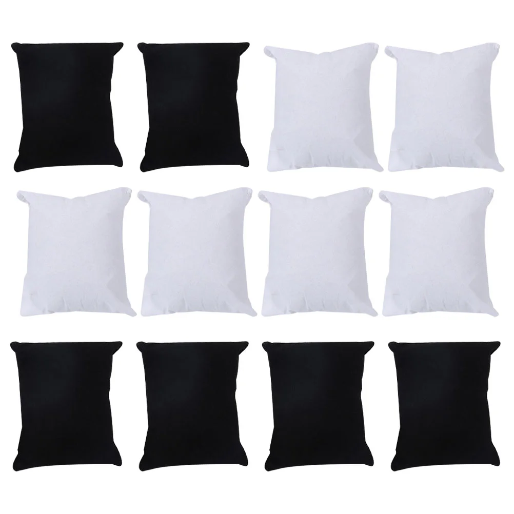 20 Pcs Watch Pillow Creative Bling Boxs Chain Cushions Bracelet Display Jewelry Flannel Pillows (Black White)