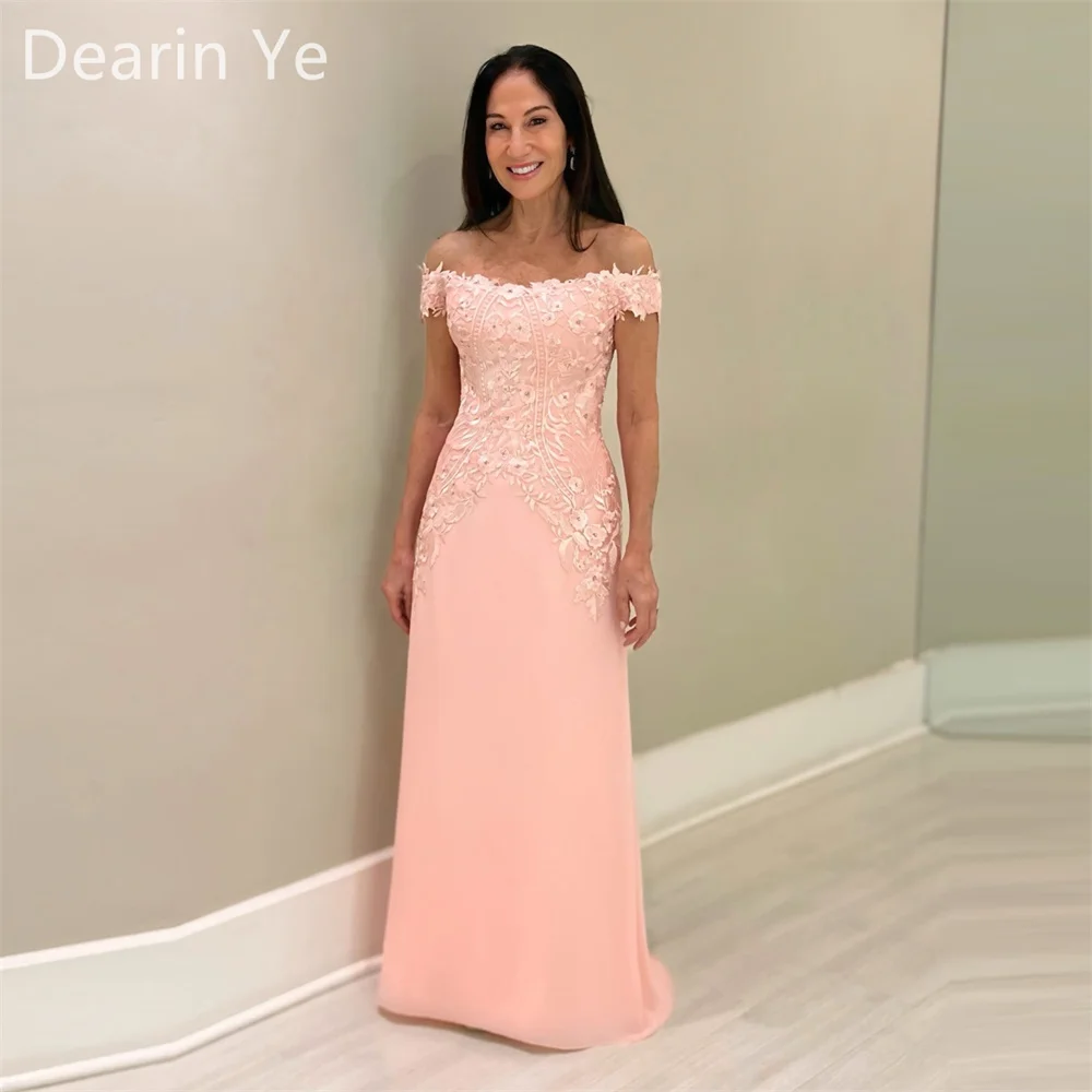 

Customized Prom Dress Formal Evening Gown Dearin Off-the-shoulder A-line Floor Length Skirts Applique Print Bespoke Occasion Dre