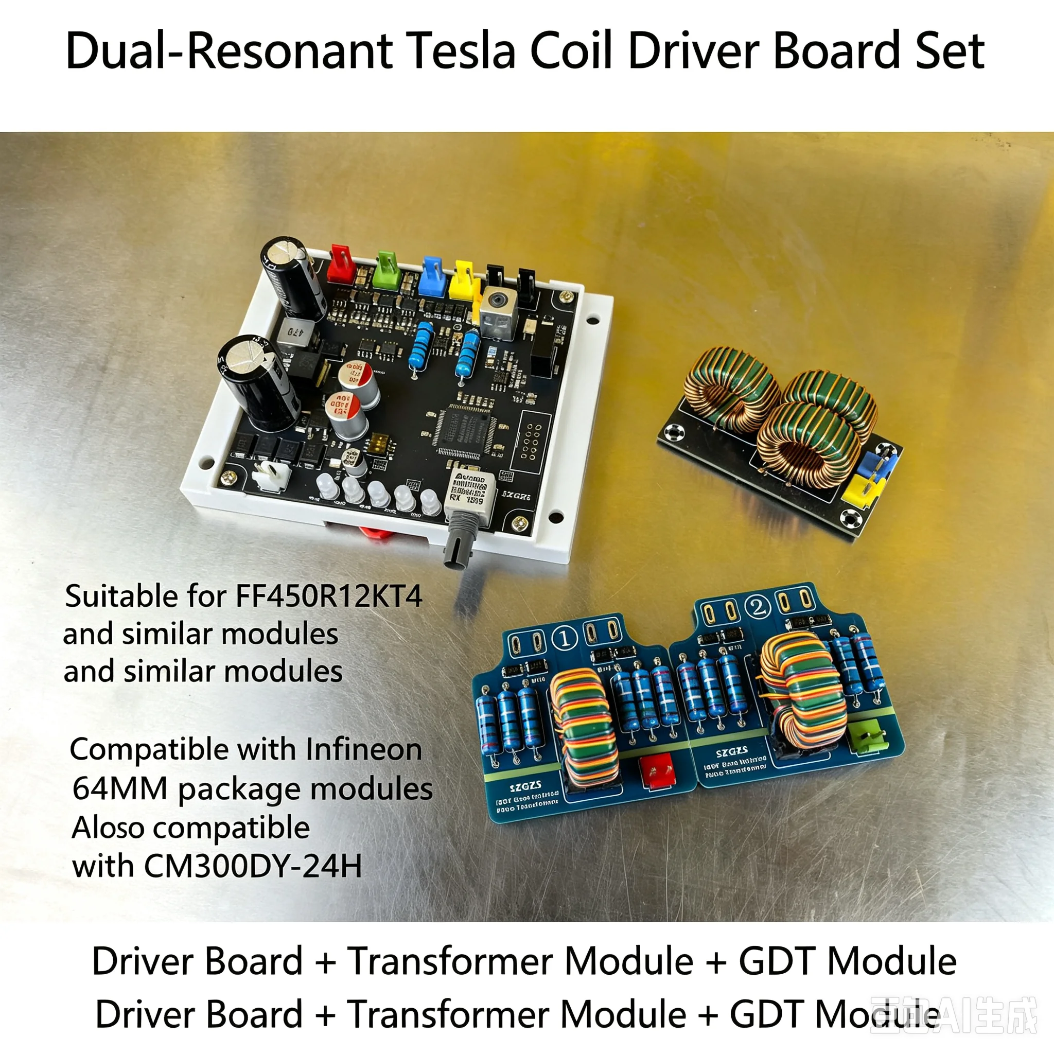 DRSSTC UD2.9 phase-shifting P-DM- dual totem drive board set Tesla coil artificial lightning accessories