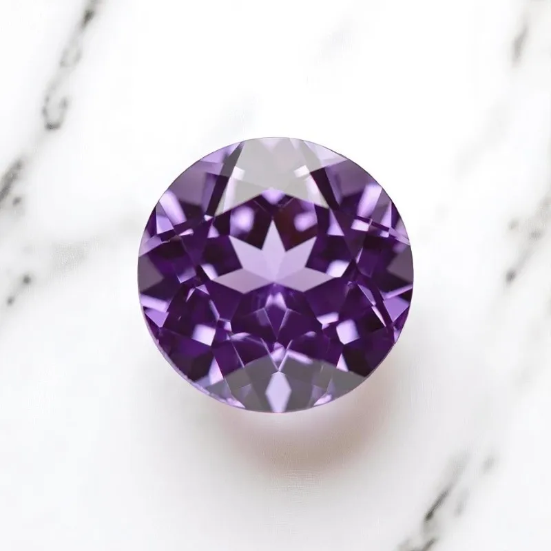 

Wholesale Lab-Grown Purple Blue Round Cut Sapphire Charm Beads - DIY Pendant Materials with Selectable AGL Certification