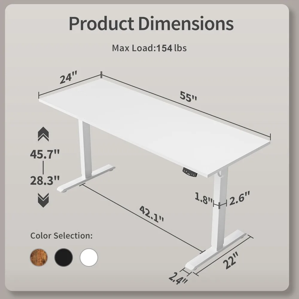 Adjustable Height Desk, 55x24, Ergonomic Standing Desk Converter for Home Office, Sit-Stand Workstation