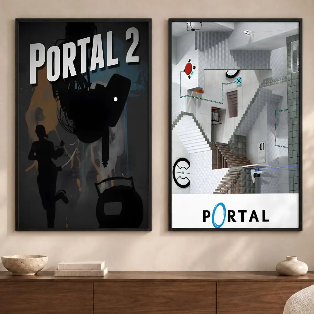 Game P-PortalS Poster Art  Self-Adhesive No Glue Residue Wall Sticker for Home Office Nursery
