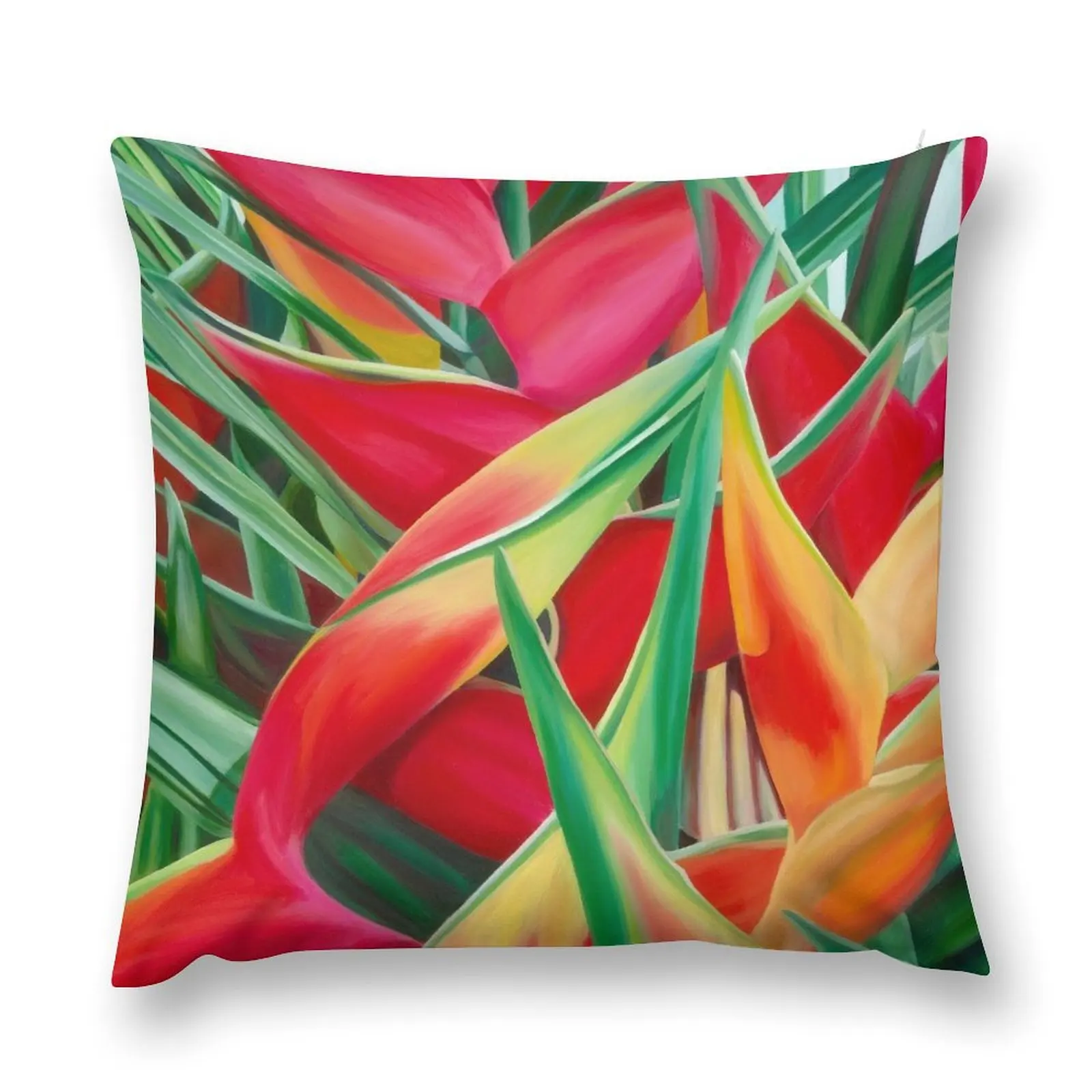 Insanely Lush Scarlet Tropical Throw Pillow Cushion Cover Set pillow