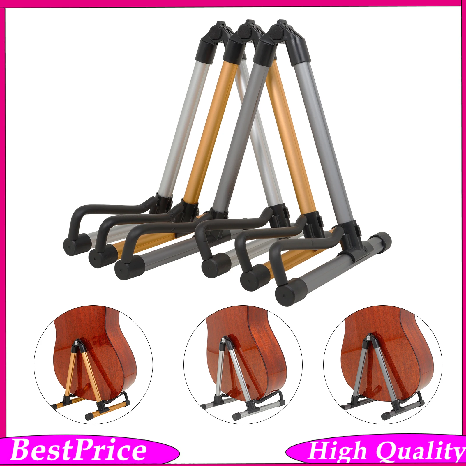 Aluminum Alloy Folding Detachable Guitar Stand A‑Frame Guitar Bracket Detachable Instrument Support for Guitar Parts Accessories