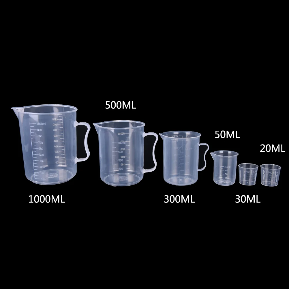 【K】20ml / 30ml /50ml /300ml /500ml/1000ml Plastic Test Measuring Cups For Laboratory Supplies Liquid Graduated Container Beaker