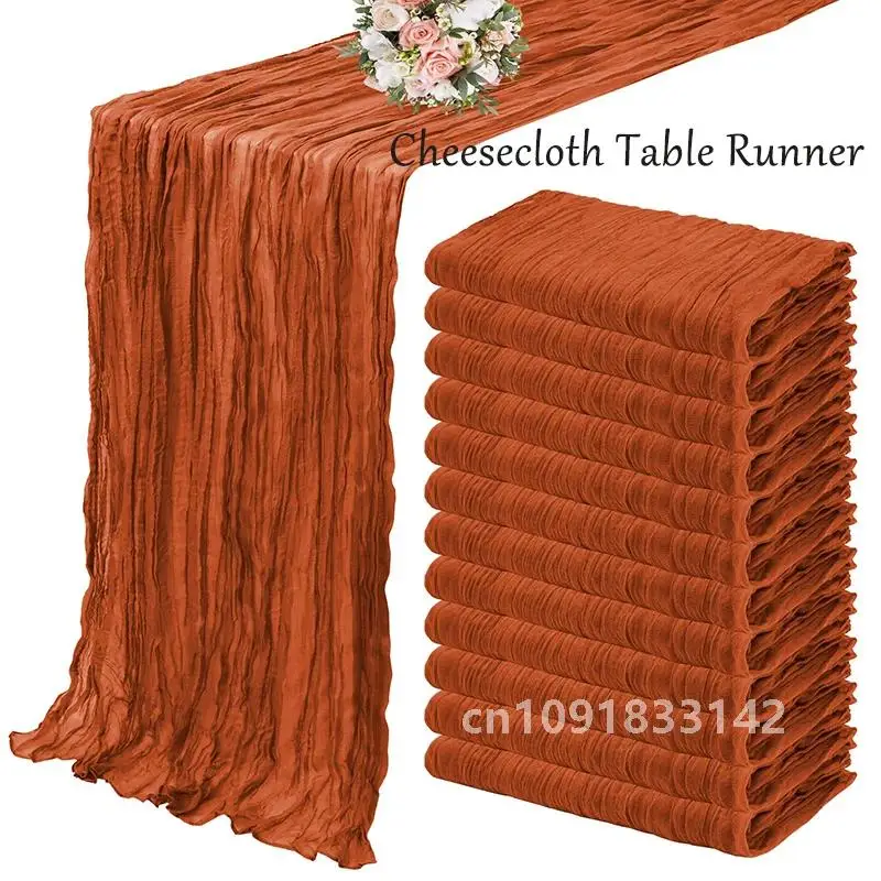 1/2/5/10/20Pcs Wedding Table Runner Terracotta Gauze Table Runner 35x120 Inch Boho Cheesecloth Table Runner Party Table Cover