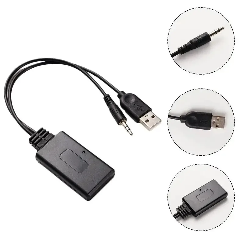 Bluetooth 5.3 Car Adapter Wireless Audio Receiver with USB Charger and 3.5mm Aux Jack Hands-Free Calling Music Player for Car
