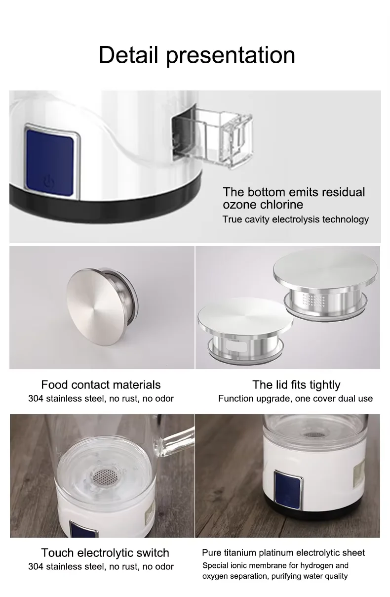 Factory Price High Hydrogen Water Pitcher Kettle Electric Hydrogen-rich Jug Water Ionizer for Home With Display Screen