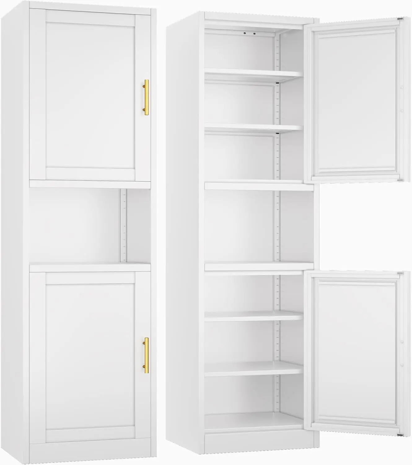 

Tall Narrow Storage Cabinet 66.93" H Tall Bathroom Cabinet Metal Pantry Cabinets, 4 Adjustable Shelves for Kitchen, Home Office