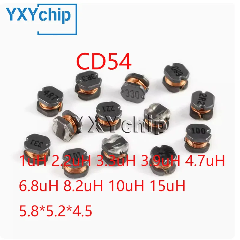 10pcs Smd Wire Wound Power Inductor Cd54 1uh 2.2uh 3.3uh 3.9uh 4.7uh 6.8uh 8.2uh 10uh 15uh 5.8*5.2*4.5mm High Quality